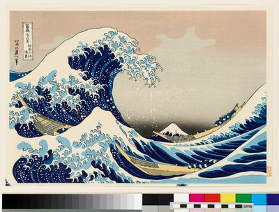 A hullámok alatt Kanagawa partjainál, 20. század (fametszet) alkotó: Katsushika Hokusai