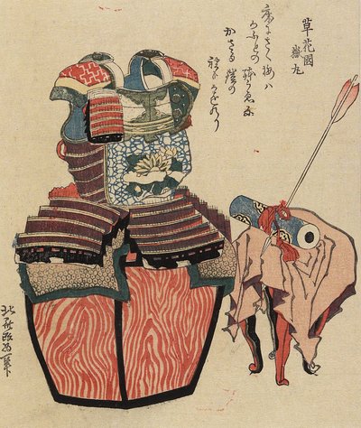 Harcos páncél és nyíl a tekercsen keresztül, 1820-1834 alkotó: Katsushika Hokusai