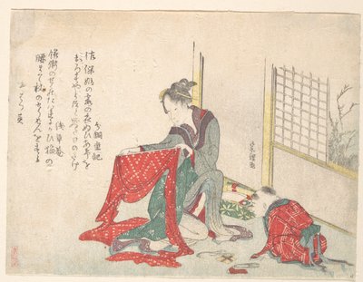 Ruhát hajtogató nő alkotó: Katsushika Hokusai