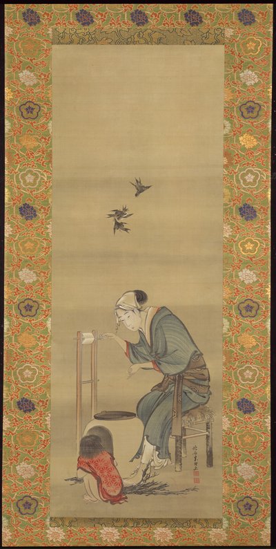 Selymet fonó nő alkotó: Katsushika Hokusai