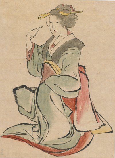 Jobbra néző, integető nő, 18. század vége-19. század eleje. alkotó: Katsushika Hokusai
