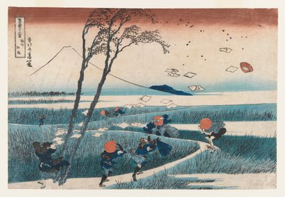 Yejiri állomás, Suruga tartomány (színes fatömbnyomat) alkotó: Katsushika Hokusai