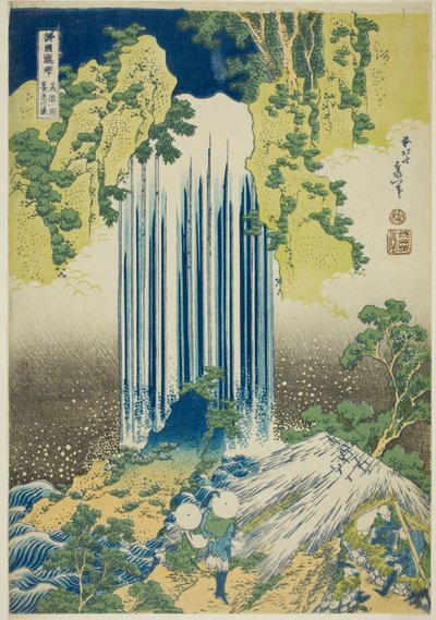 Yoro Falls in Mino Province (Mino no Yoro no taki), from the series "A Tour of Waterfalls in Various Provinces (Shokoku taki meguri)" alkotó: Katsushika Hokusai