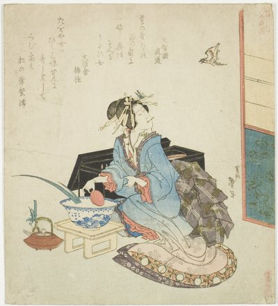 Gésa felnéz egy kakukkra, az „Öt éves fesztivál a Katsushika Kör számára (Katsushika gosekku)” sorozatból alkotó: Katsushika Taito II