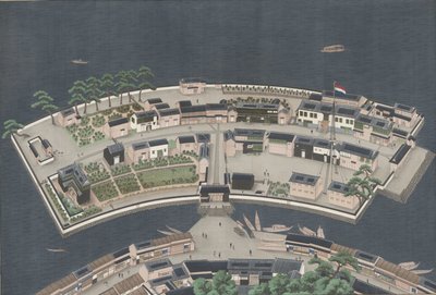 Deshima szigete, 1833-46 körül alkotó: Kawahara Keiga