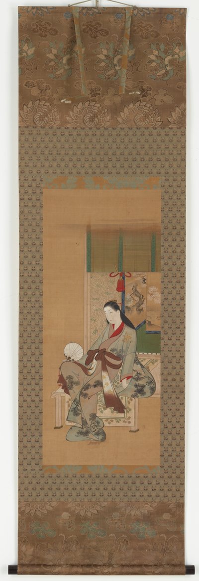 Egy lány ül a verandán, Edo-korszak, 18. század. alkotó: Kawamata Tsuneyuki