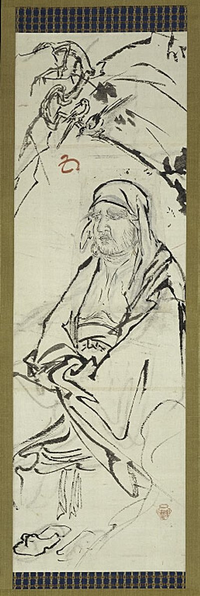 Daruma (Bodhidharma), egy a hat vázlat közül alkotó: Kawanabe Kyosai