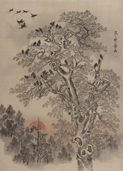Varjúcsapat hajnalban, kb. 1887. alkotó: Kawanabe Kyosai