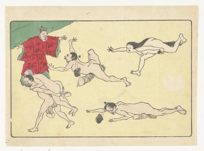 Udvari és meztelen személyek The Big Tail (sorozat címe) alkotó: Kawanabe Kyosai