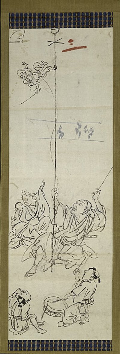 Monkey Trainer, egy a hat vázlatból alkotó: Kawanabe Kyosai