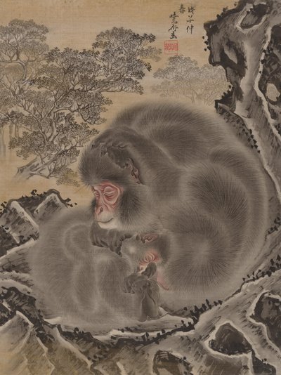 Majmok, 1888. március. alkotó: Kawanabe Kyosai