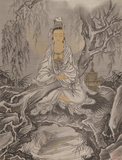 Fehérköpenyes Kannon, kb. 1887. alkotó: Kawanabe Kyosai