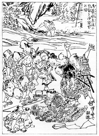A fiatal Kyôsai felvázolja a levágott fejet, 1898. alkotó: Kawanabe Kyosai