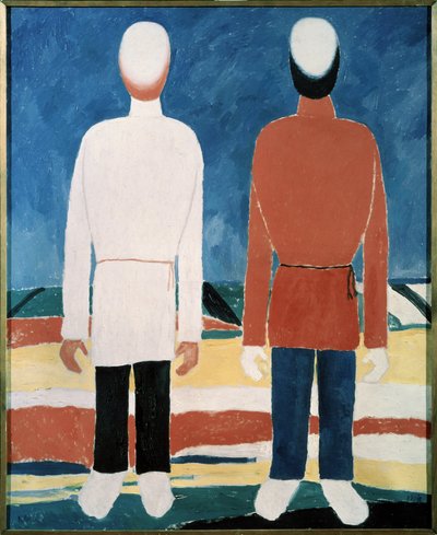 Két férfi figura (Two male Figures). Kasimir Severinovich Malevics (Malevich, Malevic) festménye (1878-1935), olaj, vászon alkotó: Kazimir Severinovich Malevich