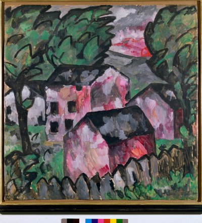 Táj vörös házakkal Kazimir Severinovich Malevich (Malevich, Malevich) festménye (1878-1935) V 107x106 cm 1910 V Kunstmuseum Bale alkotó: Kazimir Severinovich Malevich