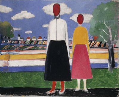Két figura egy tájban, 1931-32 körül alkotó: Kazimir Severinovich Malevich