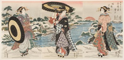 Modern Figures at Dawn on a Snowy Day (Imayō sugata yuki no akebono) alkotó: Keisai (1790 1848) Eisen