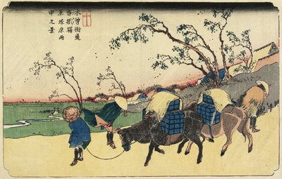 20. sz.: Hiratsukahara kilátása esőben Kustukake állomás közelében, 1830-1844 alkotó: Keisai Eisen