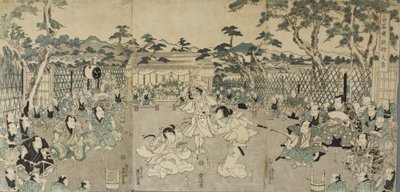 Nővérek megbosszulják apjuk halálát; a „Shiraishi” kabuki darabból alkotó: Keisai Eisen