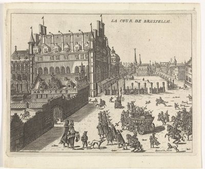 A brüsszeli udvar látképe, 1673. La cour de Bruselle (cím a tárgyon) alkotó: Kemnitz
