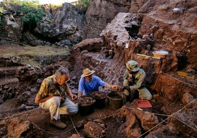 Drimolean lelőhely, Johannesburg közelében, Dél-Afrika, 2 millió éves hominida alkotó: Kenneth Garrett