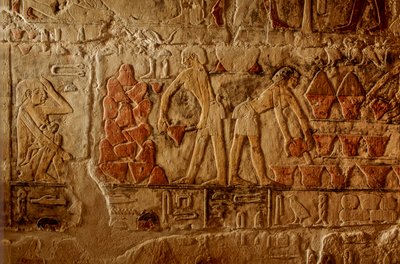 Egyiptom Óbirodalma; Egyiptom; Sakkarra, a Két Testvér sírja, kenyérsütés, halomhő... alkotó: Kenneth Garrett