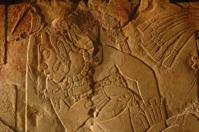 Templom 19 trónpad, Palenque, Mexikó, Akhal Mo Nab faragása, 2005 (fotó) alkotó: Kenneth Garrett