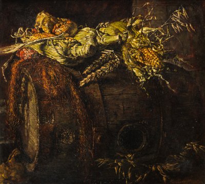 Régi hordó és kukoricacsutka (olaj, vászon) alkotó: Kenneth Newton