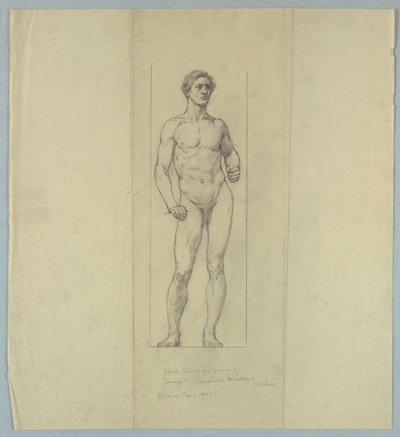 Akttanulmány a "Bátorság" figurájához, Jacob Dolson Cox emlékablakához, Oberlin College alkotó: Kenyon Cox
