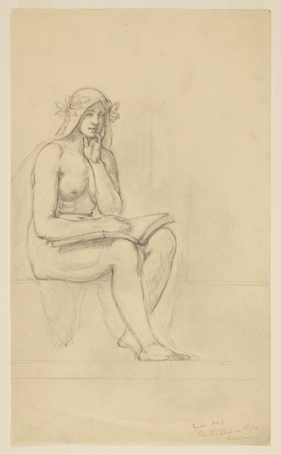 Meztelen tanulmány a „The Contemplative Life” című művéhez Lunette számára az Oberlini Főiskola adminisztrációs épületében, Oberlin, OH alkotó: Kenyon Cox