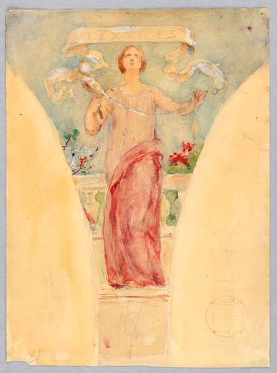 A "Textilek" megszemélyesítése, Tanulmány a gyártó épületének kupolájához, Columbian World Exposition, Chicago, IL alkotó: Kenyon Cox