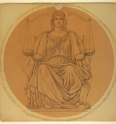 Tanulmány a "Justice" számára, Lunette Hudson County Courthouse-ban, Jersey City, NJ alkotó: Kenyon Cox