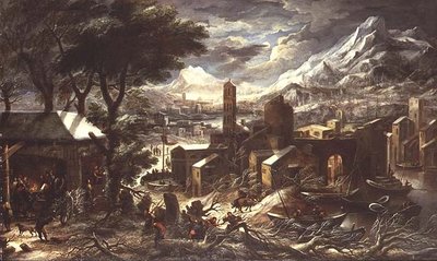 Kiterjedt alpesi téli táj alkotó: Kerstiaen de (circle of) Koninck