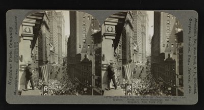 Fent a Broad St. a Wall St. közelében, kilátással a "Curb Market"-re, északra a tőzsde és a Sub-Treasury, New York City alkotó: Keystone View Company