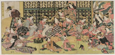 Kép a látványról a Pleasure Quarterben, 1810-es évek. alkotó: Kikugawa Eizan