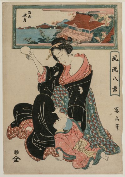 Autumn Moon at the Temple Ishiyamadera a Fashionable Eight Views sorozatból, c. 1814-17. alkotó: Kikugawa Eizan