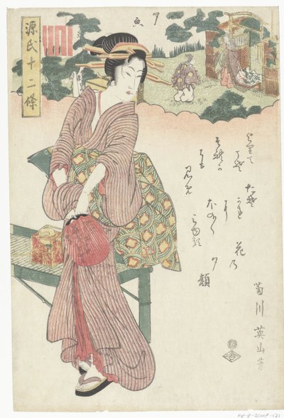 Yugao A Genji történet tizenkét fejezete (sorozat címe) Genji junijo (sorozat címe a tárgyon) alkotó: Kikugawa Eizan