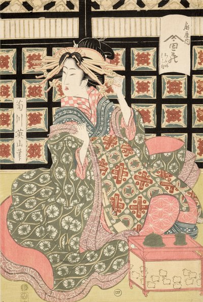Ukiyo-e Courtesan-nyomat, Eizantól, 1810 körül (színes fatömbnyomat) alkotó: Kikukawa Eizan
