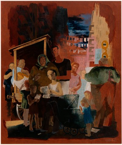 Scenes of New York--Lower East Side (freskó tanulmány, Madison Square Postal Station, New York City) alkotó: Kindred McLeary