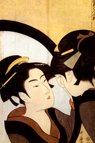Szépség a tükör előtt”, 1793. alkotó: Kitagawa Utamaro