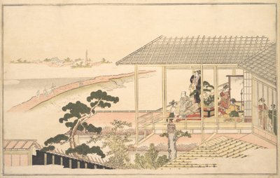 Vidámozók partija egy házban Yoshiwarában egy holdfényes éjszakán, 1789. alkotó: Kitagawa Utamaro