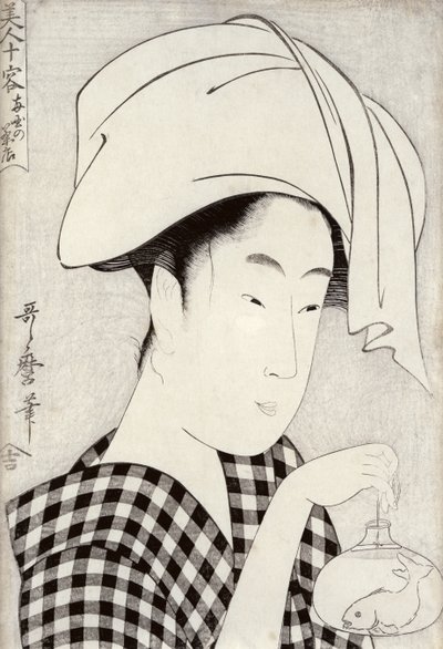 Teaház Ryogokuban, a „Bijin juyo” (Tíz női figura) sorozatból 1797 körül (fatömbnyomat) alkotó: Kitagawa Utamaro
