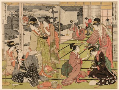 Egy CT Even a Te Serie ``Te Chu ágynemű drámájából, Paro Wisdom db, a Fa Net s Beautierstől (Régi név Beauty Likened Chu Bedding 2 Trees Kudzu Tree)” alkotó: Kitagawa Utamaro
