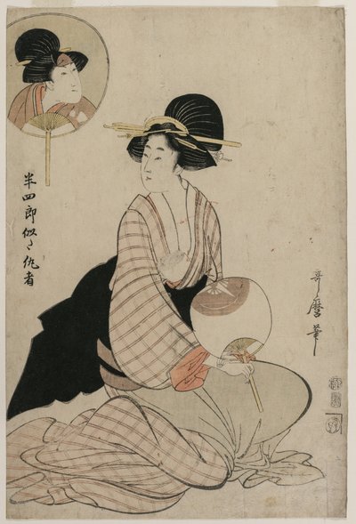 Egy vonzó nő, aki úgy néz ki, mint a színész Iwai Hanshiro V, 1806. alkotó: Kitagawa Utamaro