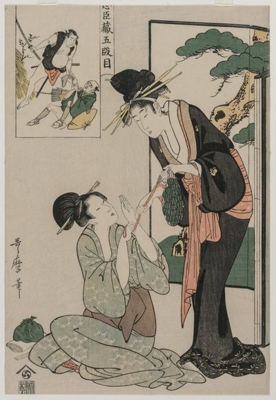 Chushingura: A hűség tárháza V. felvonása, 1790-es évek vége. alkotó: Kitagawa Utamaro