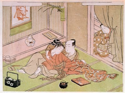 Pársimogató a szolgálólány tekintete alatt Utamaro Kitagawa (1753-1806) japán lenyomata. 18. század. Párizs, Guimet Múzeum, Ázsiai Művészeti Nemzeti Múzeum alkotó: Kitagawa Utamaro