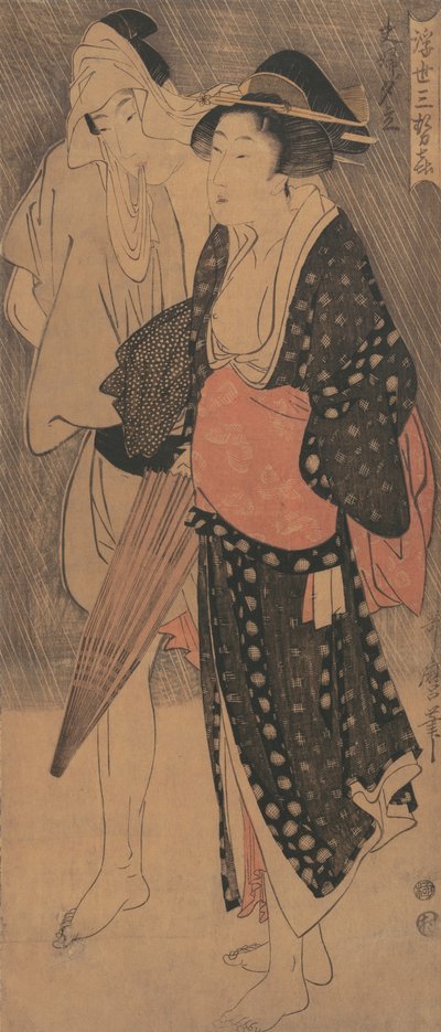Pár egy esti zuhanyban..., kb. 1800. alkotó: Kitagawa Utamaro