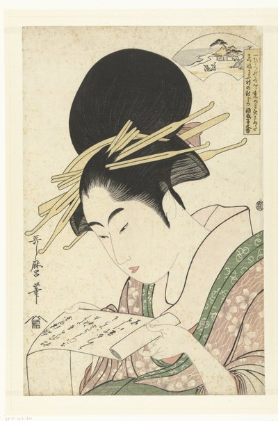 Kurtizán és a Toi Tama folyó The Six Tama Rivers (sorozat címe) alkotó: Kitagawa Utamaro