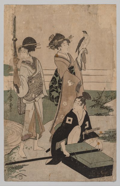 Daimyō és kísérete átkel a patakon a Fuji melletti síkságon alkotó: Kitagawa Utamaro