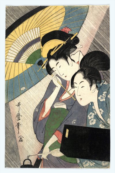 Két nő esernyő alatt – Két nő esernyő alatt, Utamaro, Kitagawa (1753-1806) alkotó: Kitagawa Utamaro